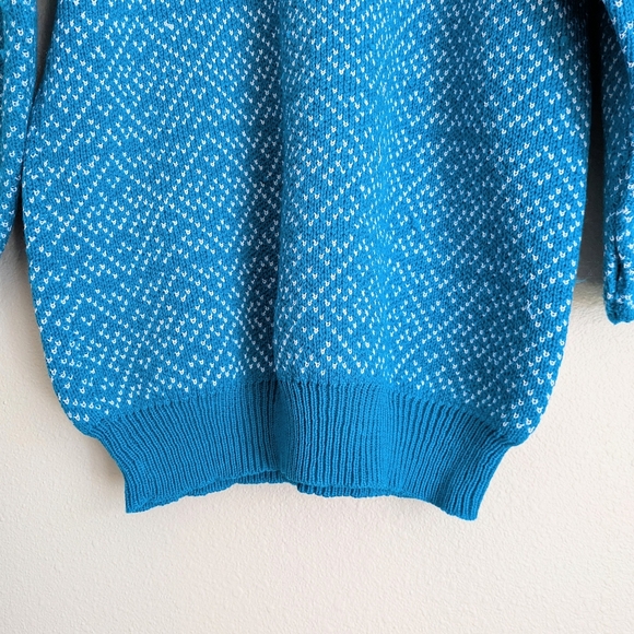 Vintage Handmade Sweater Blue Men's Women's High Neck Size Large - Picture 3 of 12